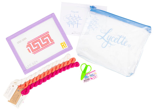 Lycette Essentials Beginner Kit - Coral Greek Key Luggage Tag