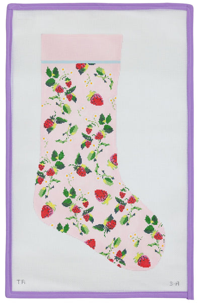 Strawberry Stocking Needlepoint Canvas from Lycette Designs