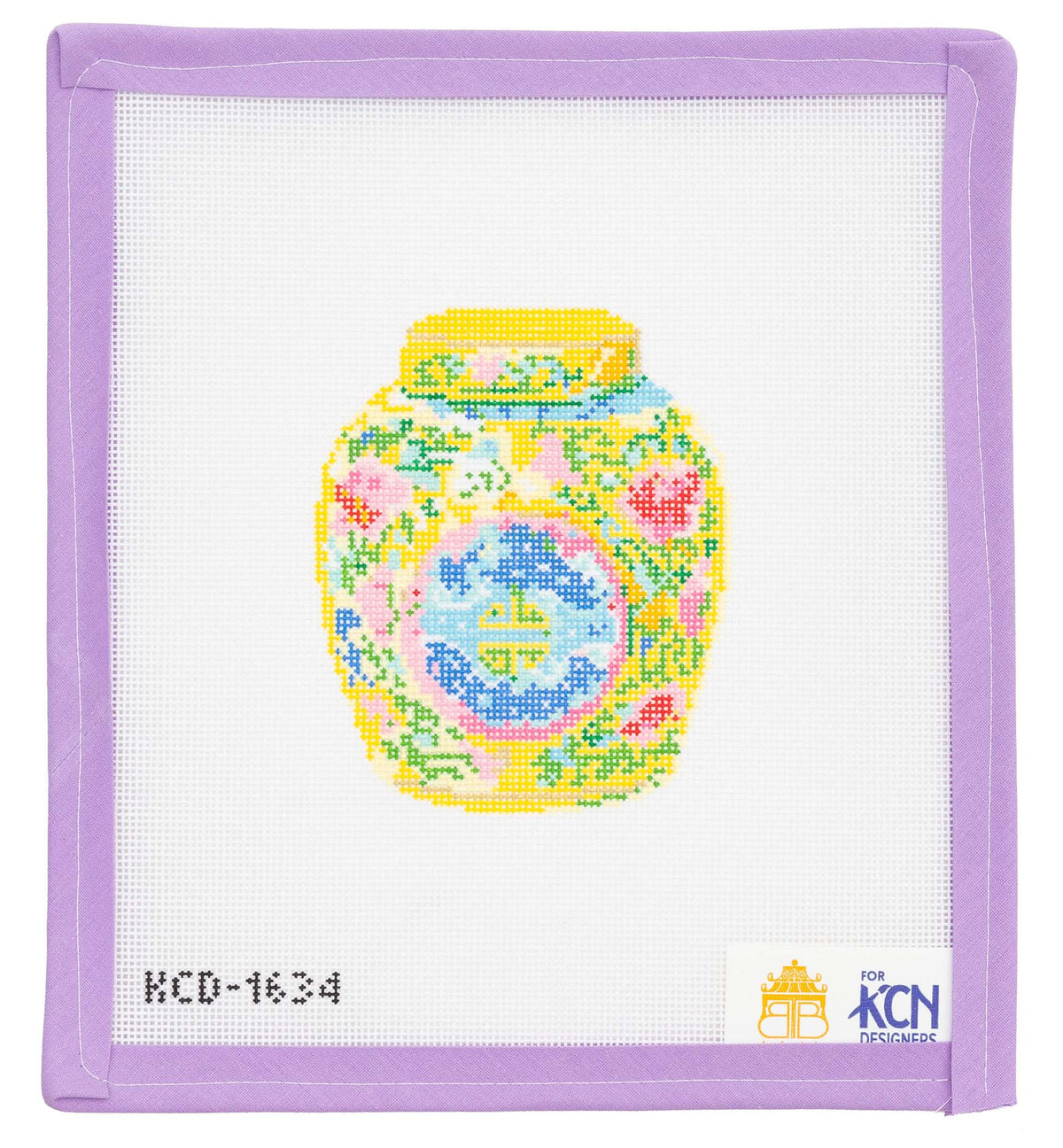 Haute Chinoiserie Yellow Ginger Jar Needlepoint Canvas from Lycette