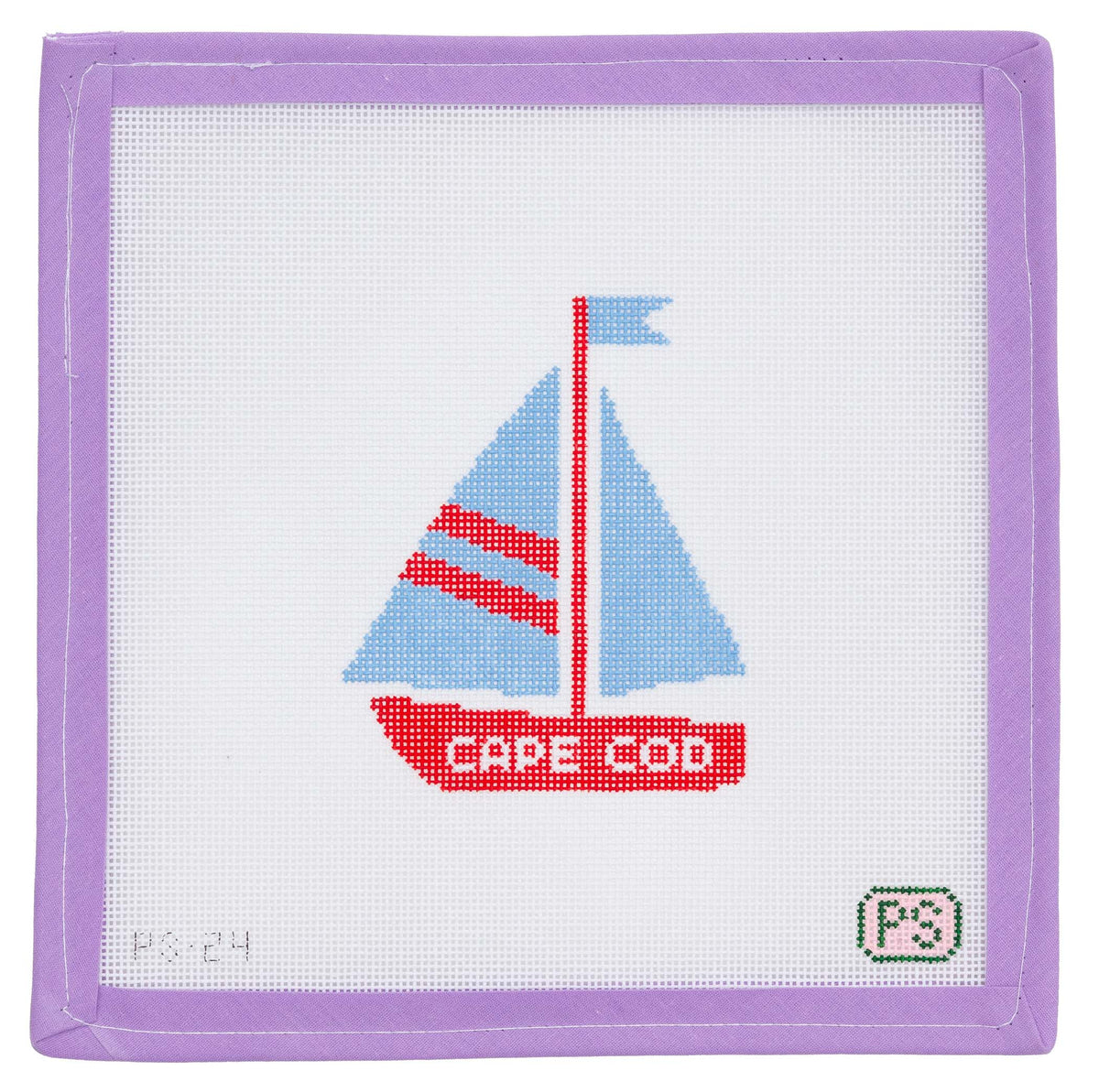 Cape Cod Sail Boat Needlepoint Canvas from Lycette Designs. Needlepoint