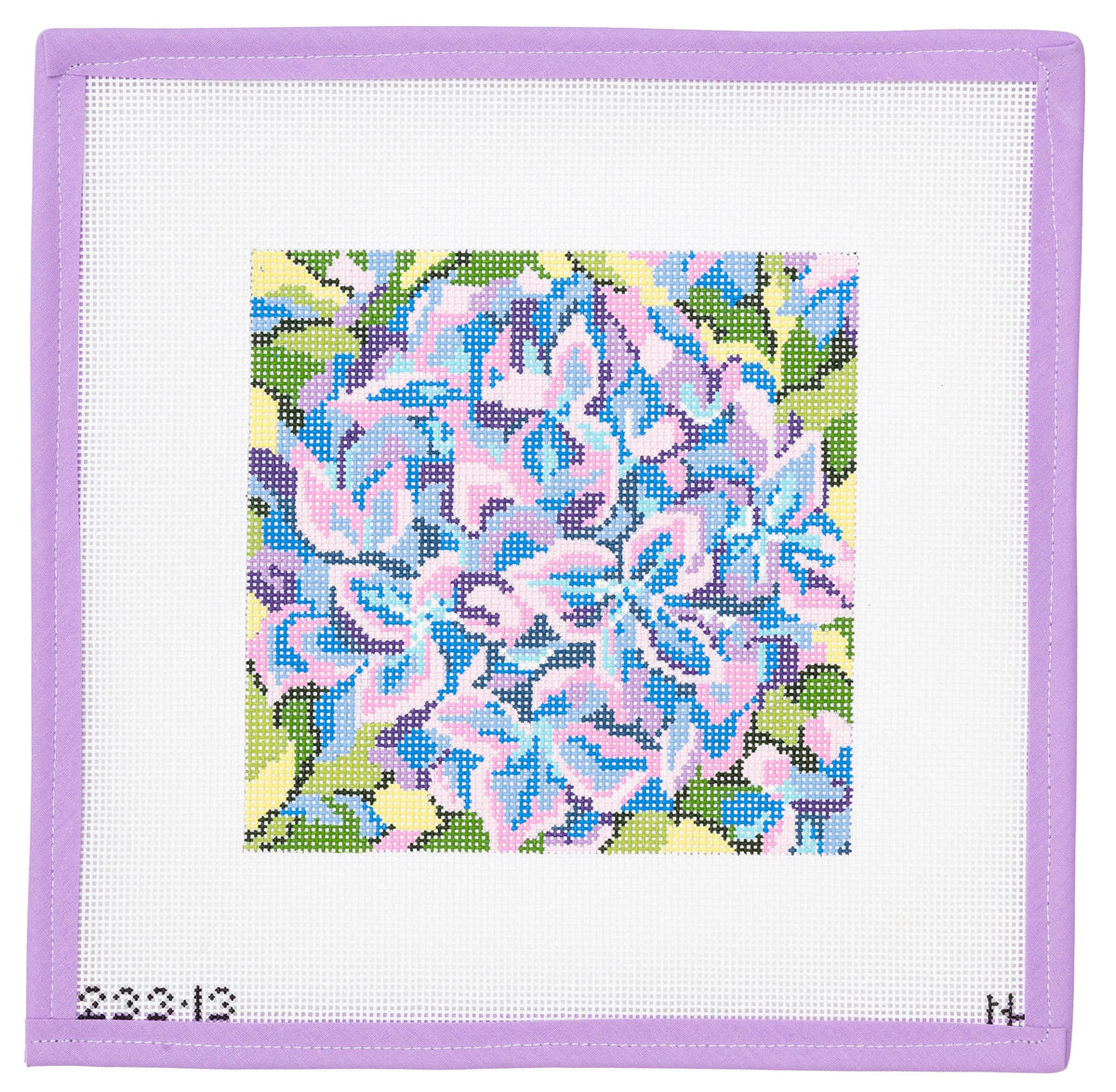 Hydrangea Square Needlepoint Canvas from Lycette Designs. Needlepoint