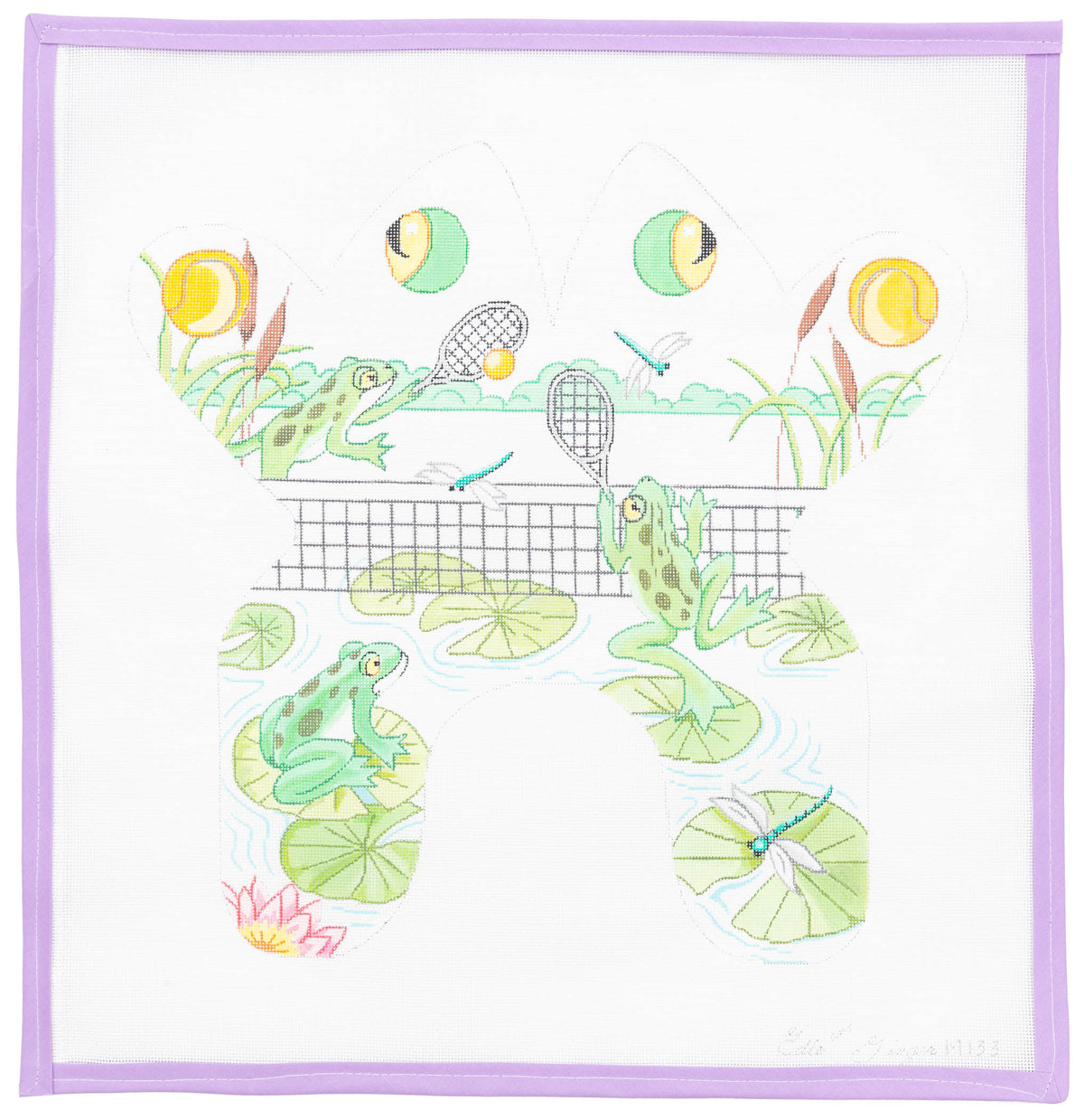 Tennis Frog Needlepoint Canvas from Lycette Designs. Needlepoint