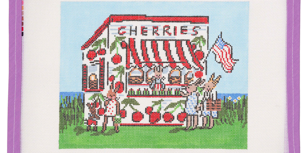 Fresh Cherries Needlepoint Canvas from Lycette Designs