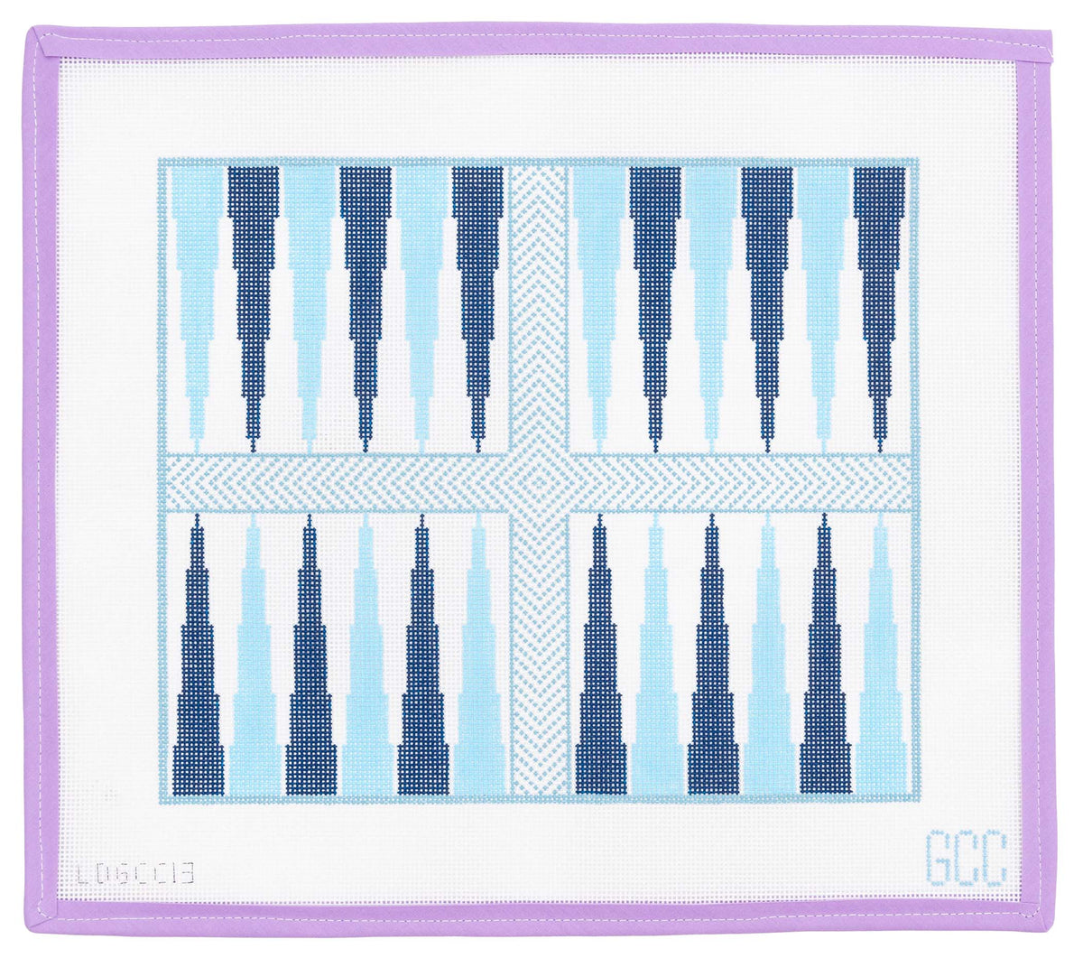 Blue Chevron Travel Backgammon Board Needlepoint Canvas from Lycette