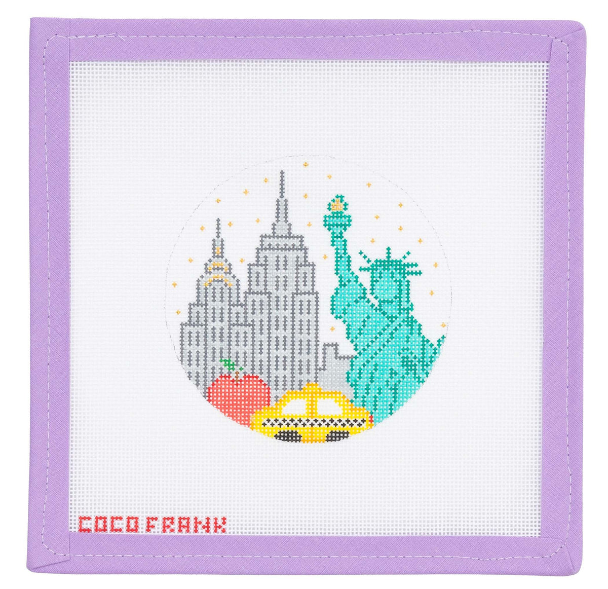 NYC Round Needlepoint Canvas from Lycette Designs. Needlepoint canvases