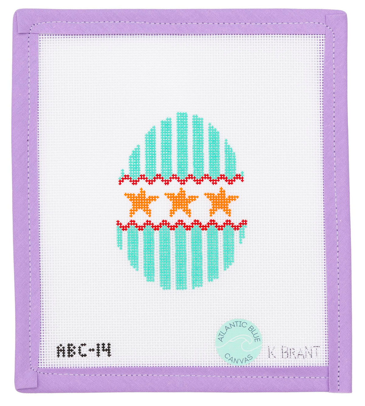 Orange Star Easter Egg Needlepoint Canvas from Lycette Designs