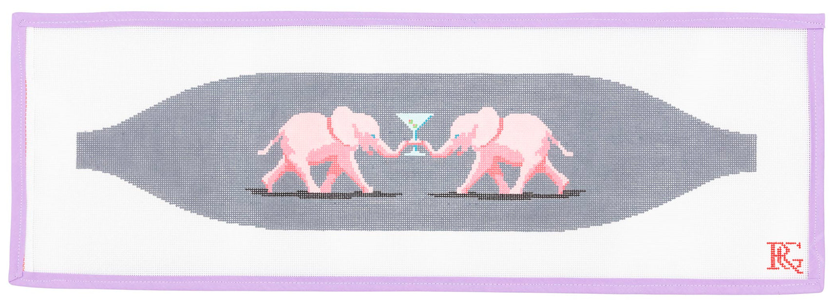 Pink Elephant Cummerbund Needlepoint Canvas from Lycette Designs