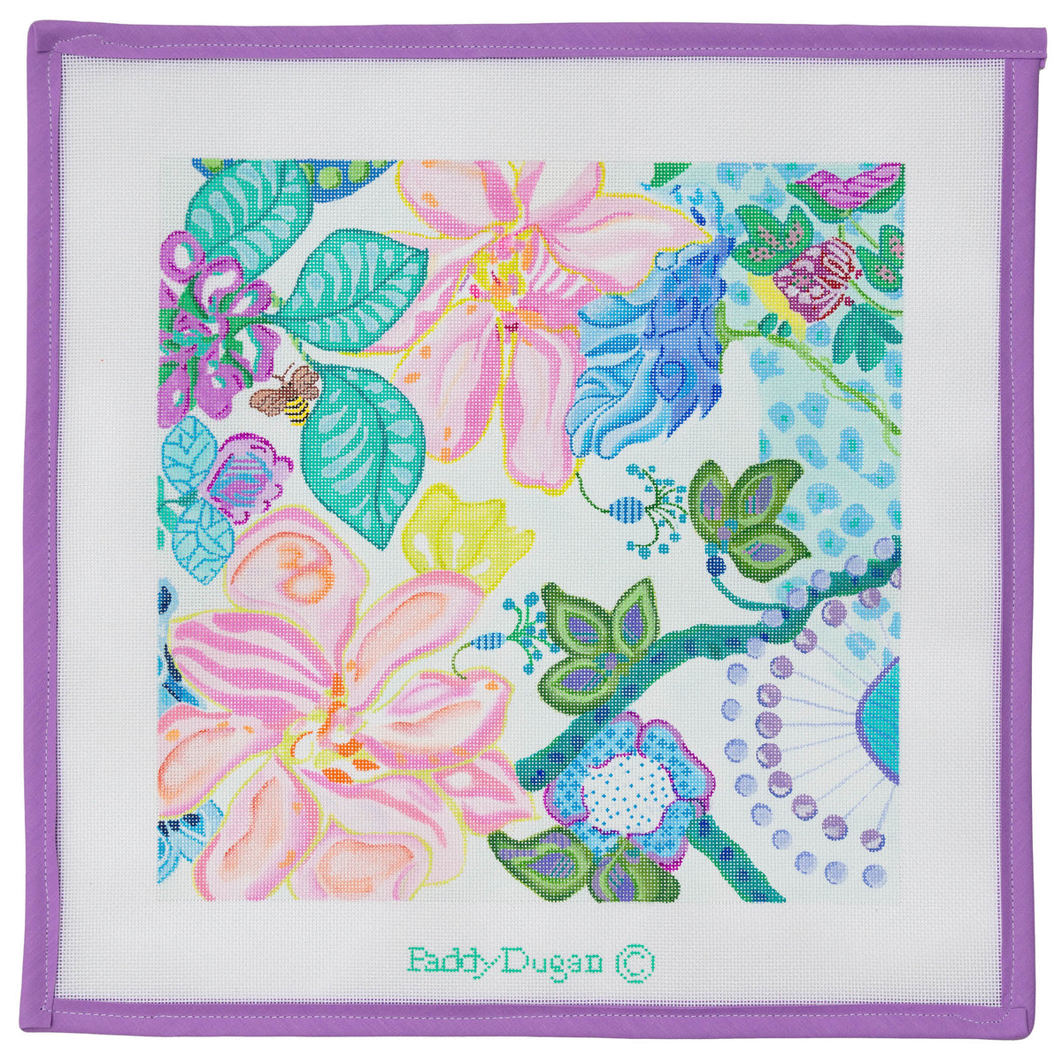 Bumble Bee Floral Needlepoint Canvas from Lycette Designs