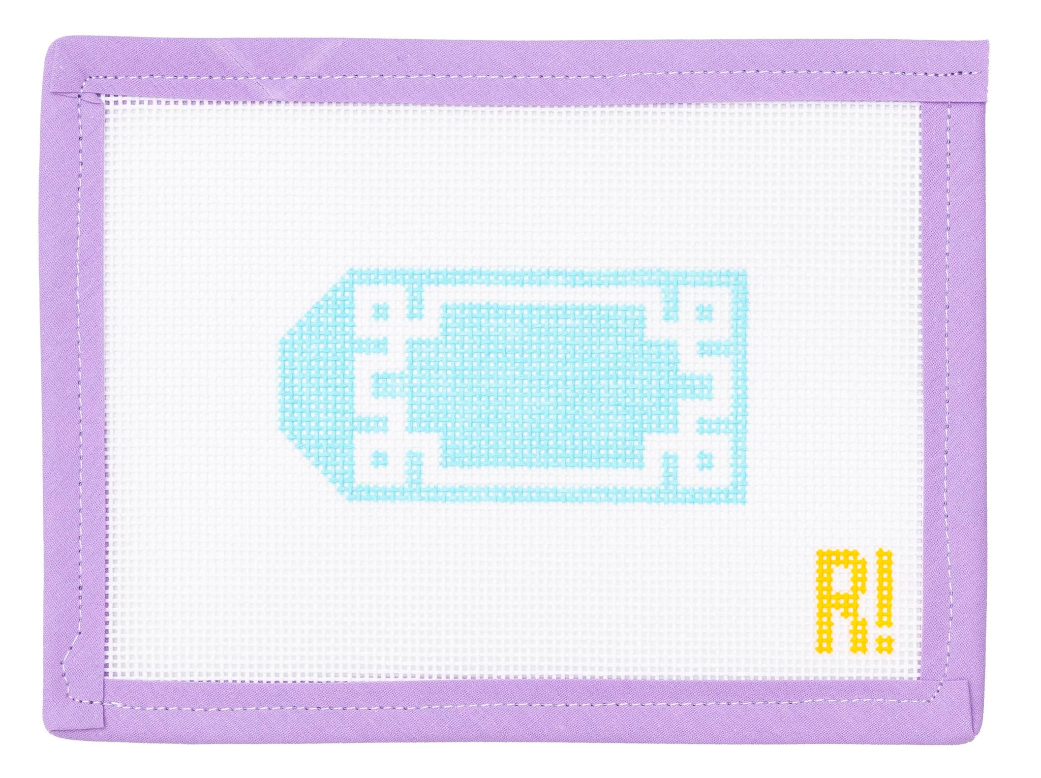 Blue Greek Key Luggage Tag Needlepoint Canvas from Lycette Designs. Needlepoint canvases, fibers