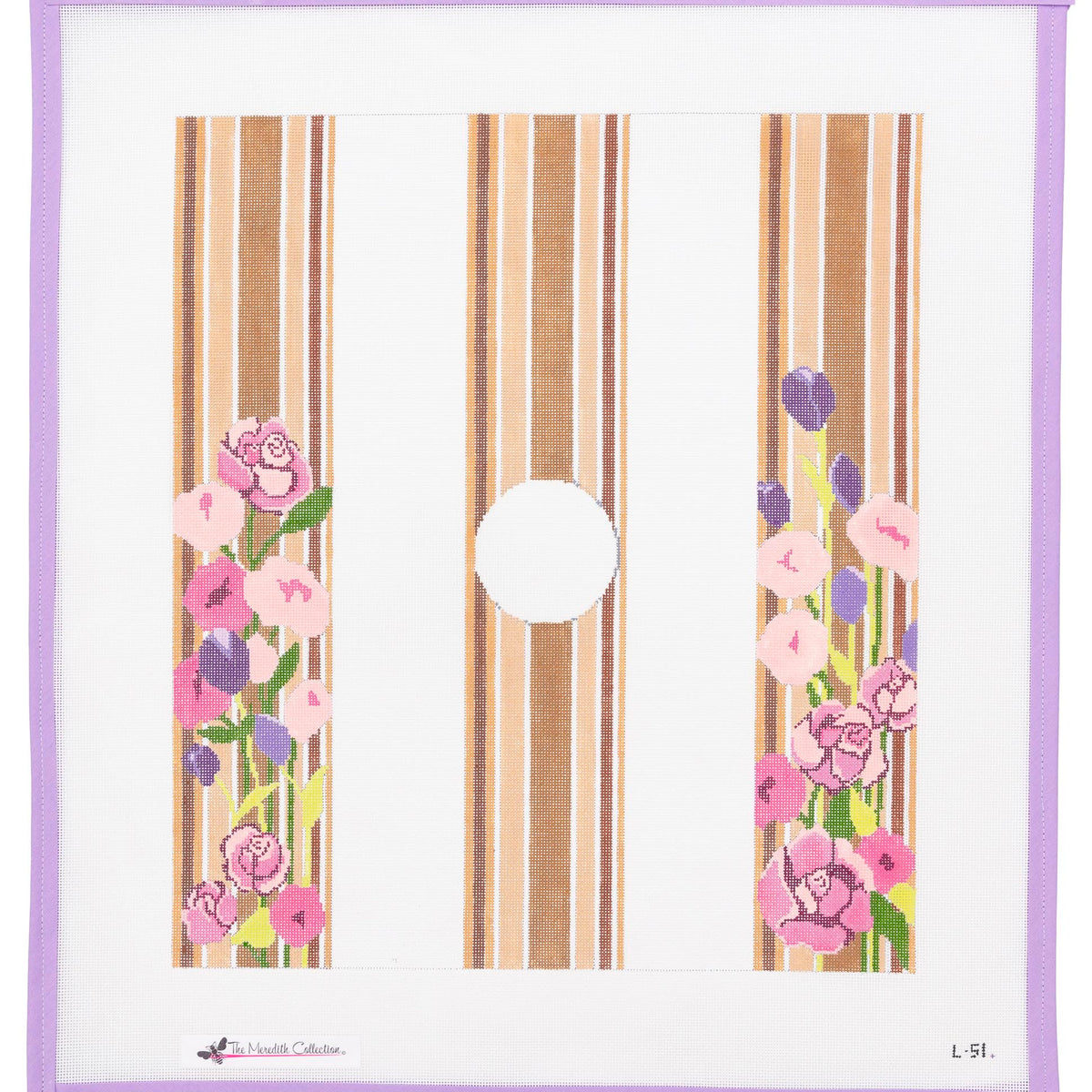 Brown & Pink Floral Luggage Straps Needlepoint Canvas from Lycette