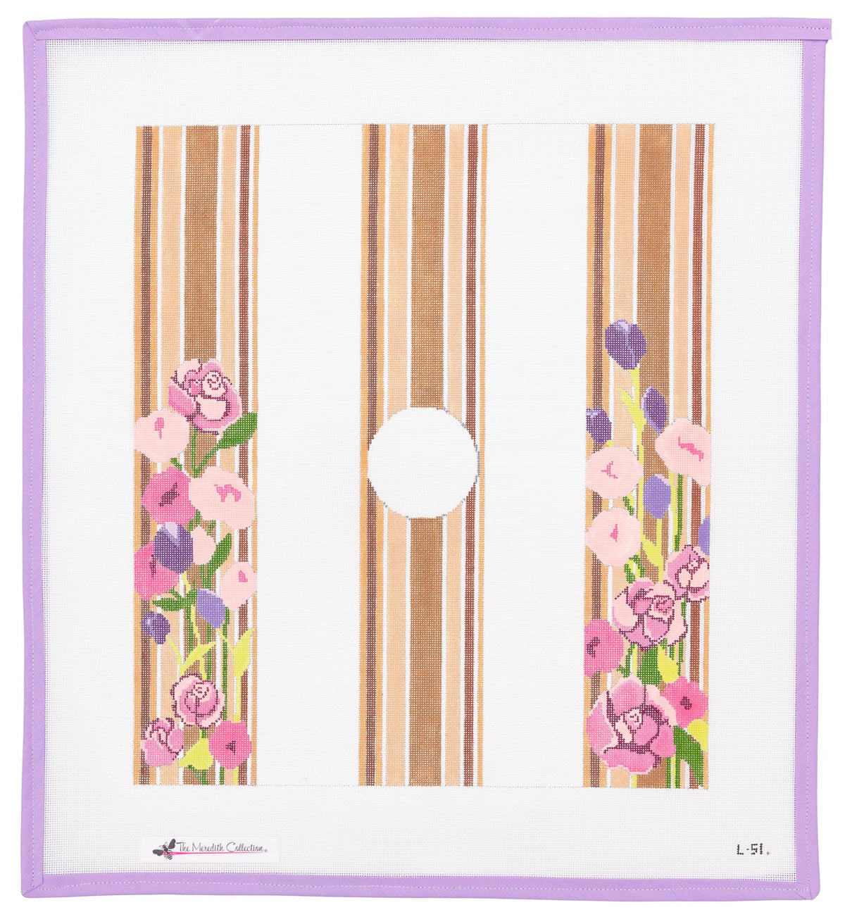 Brown & Pink Floral Luggage Straps Needlepoint Canvas from Lycette