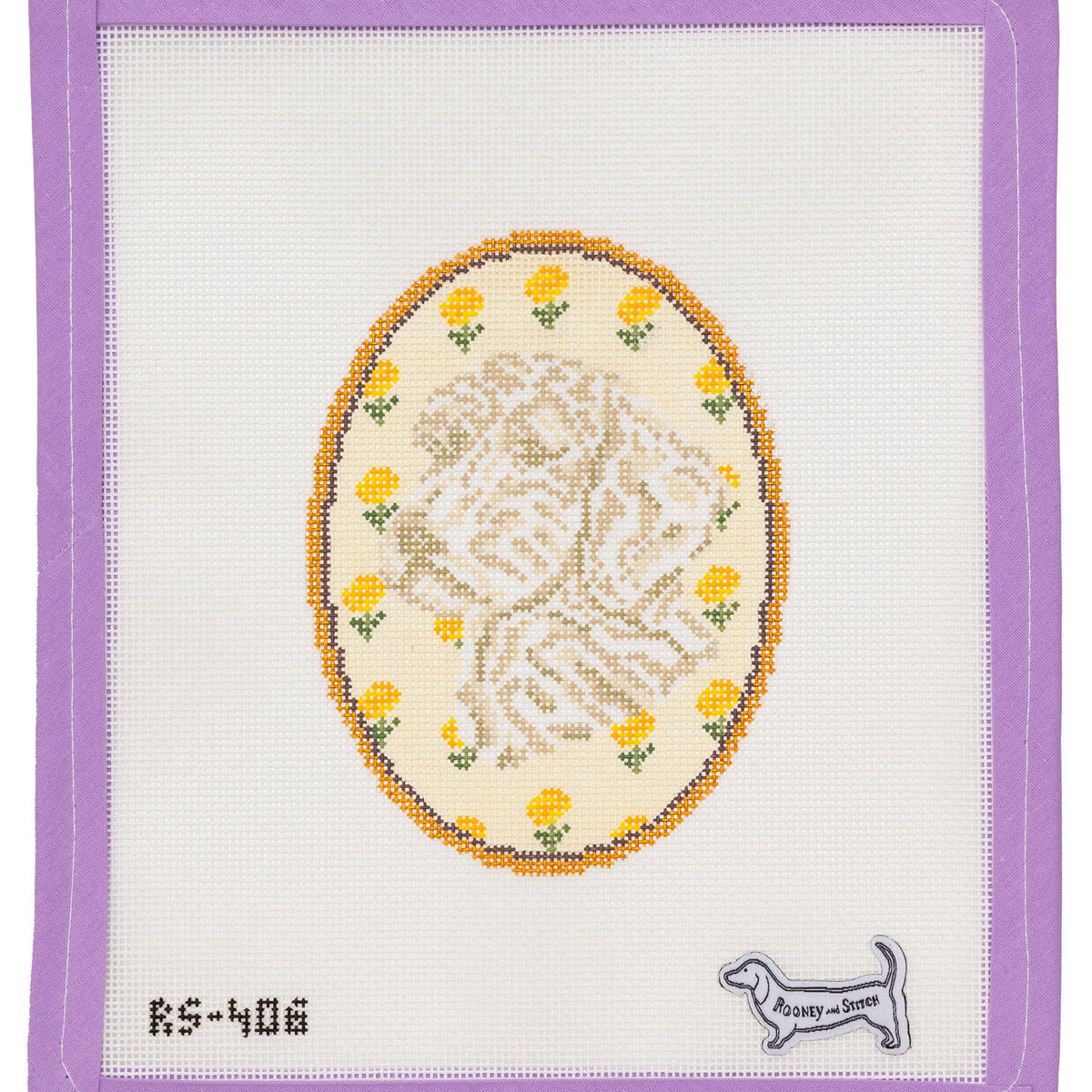 Doodle Flower Cameo Needlepoint Canvas from Lycette Designs