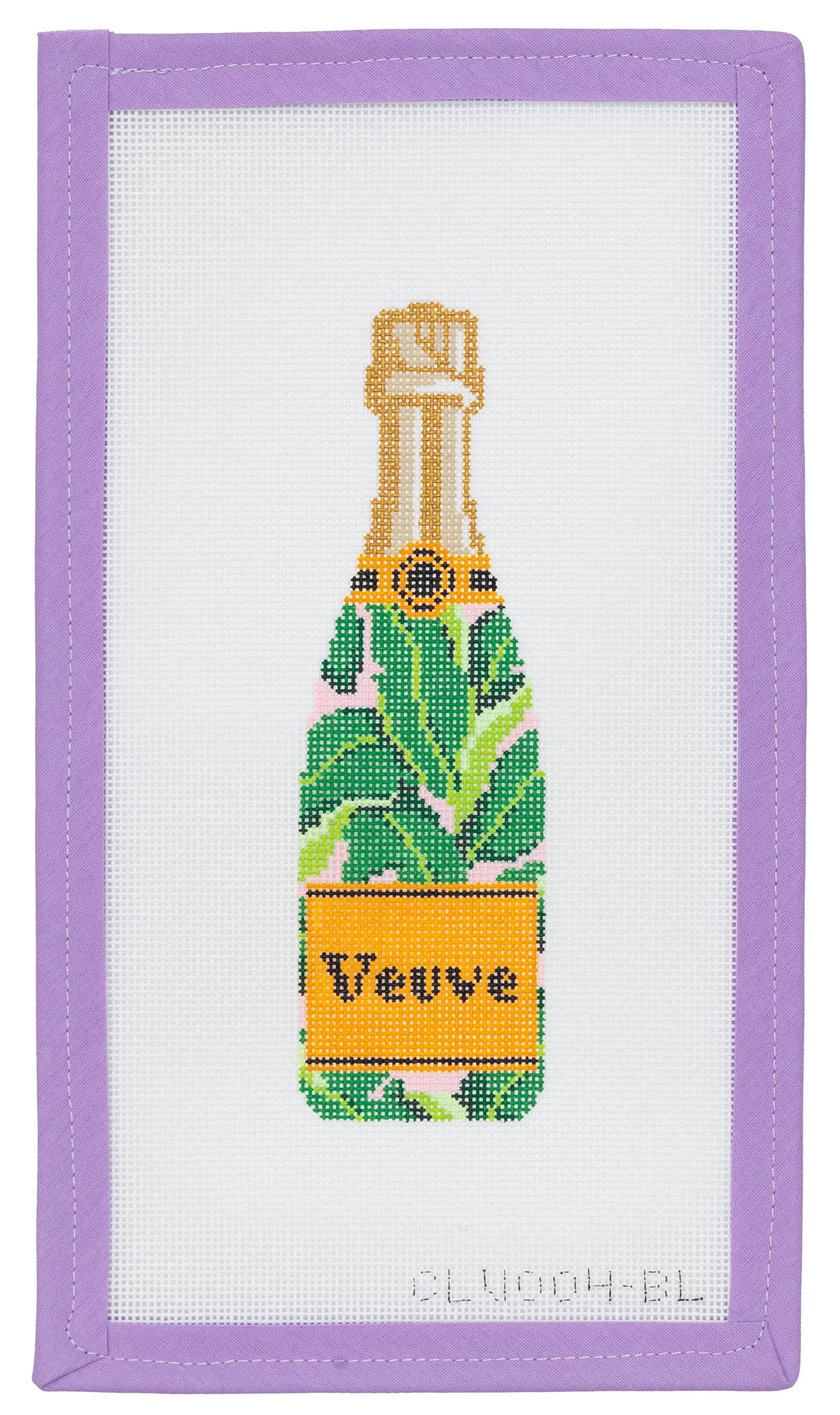 Champagne Bottle Banana Leaf Needlepoint Canvas from Lycette Designs