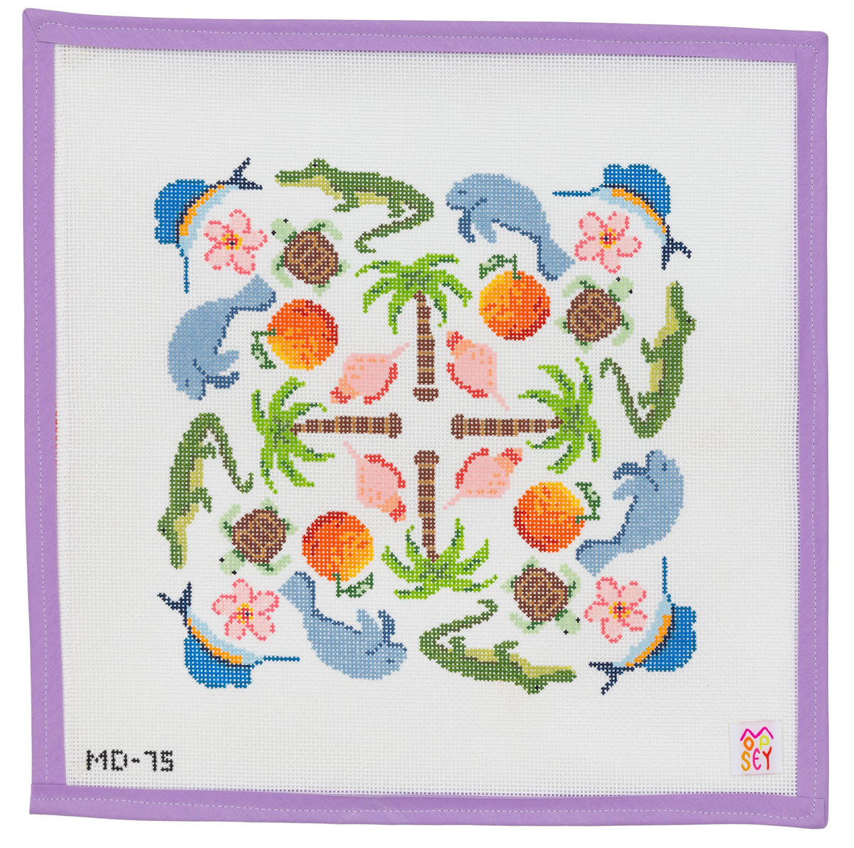 Florida Flora & Fauna Mandala Needlepoint Canvas from Lycette Designs