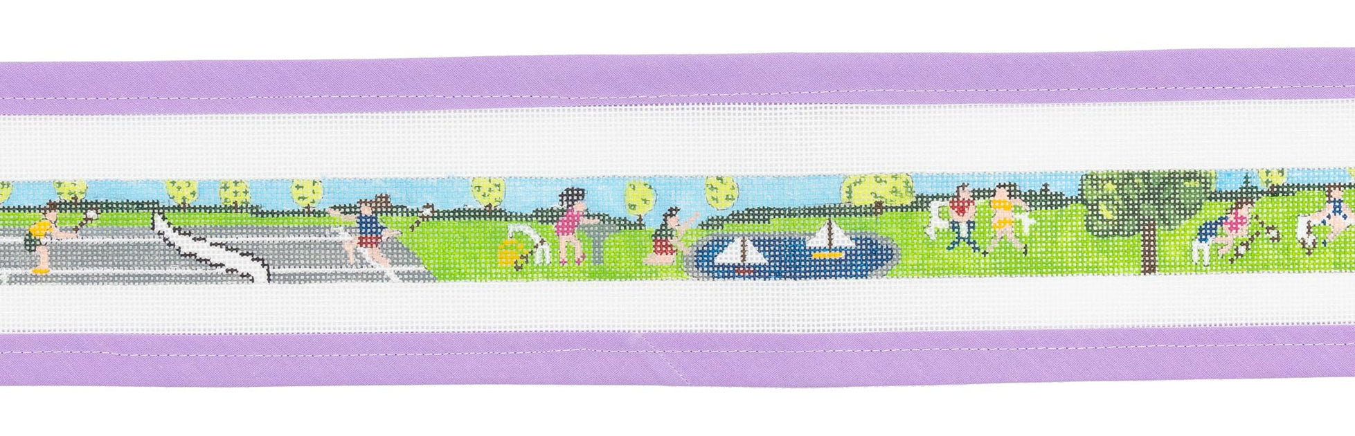 Tennis Scene Belt Needlepoint Canvas from Lycette Designs. Needlepoint