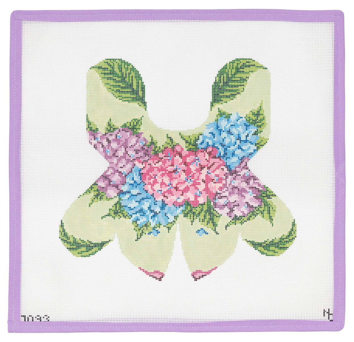 Hydrangea Frog Needlepoint Canvas from Lycette Designs. Needlepoint