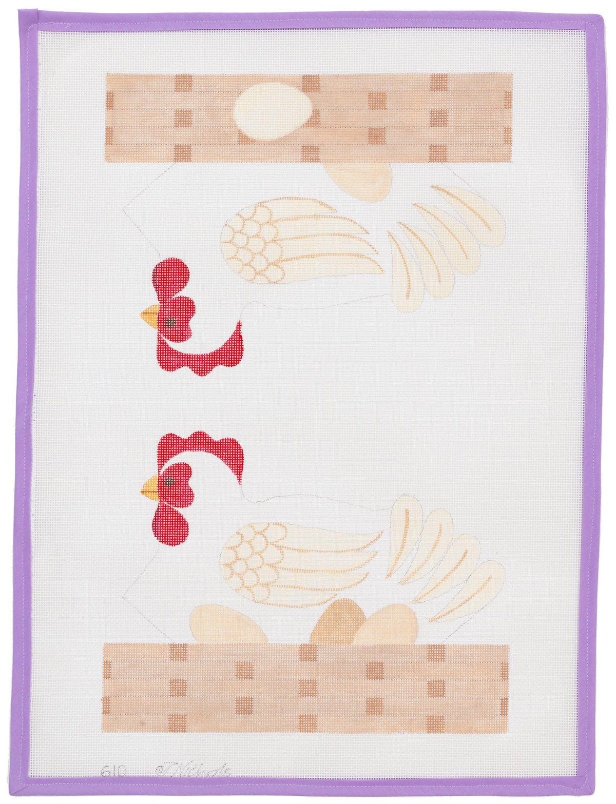 White Chicken Doorstop With Stitch Guide Needlepoint Canvas from