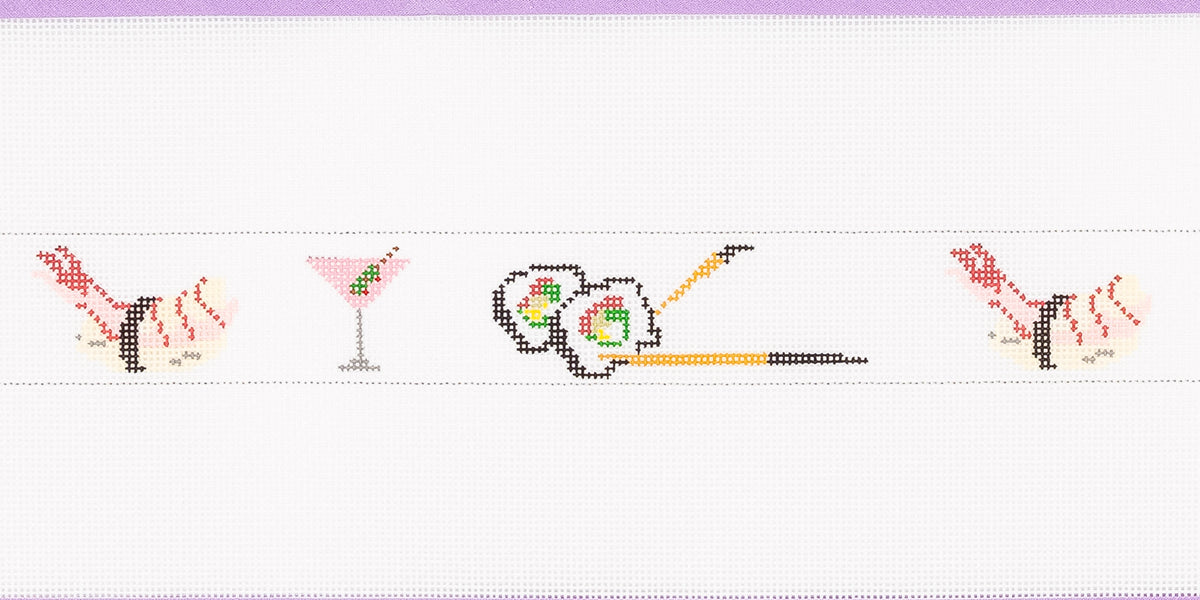 Sushi & Martini Belt Needlepoint Canvas from Lycette Designs