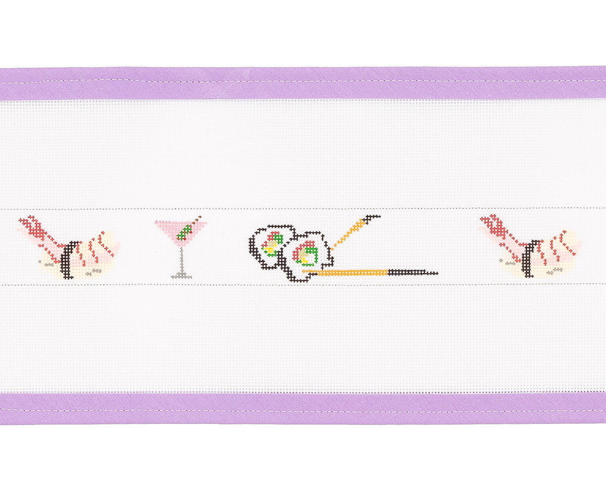 Sushi & Martini Belt Needlepoint Canvas from Lycette Designs