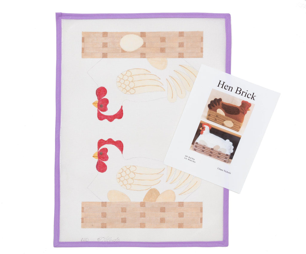 White Chicken Doorstop With Stitch Guide Needlepoint Canvas from