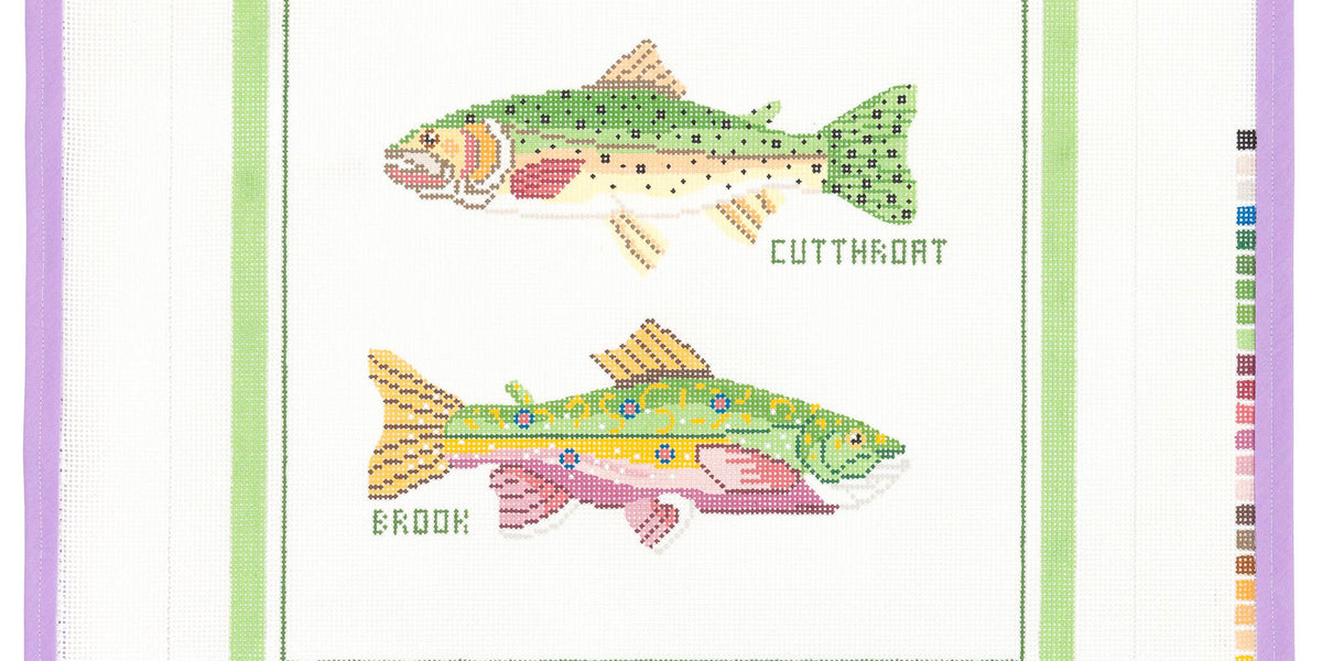 Cutthroat & Brook Trout Needlepoint Canvas from Lycette Designs