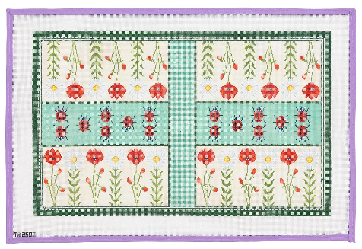 Poppy and Ladybug Backgammon Board Needlepoint Canvas from Lycette