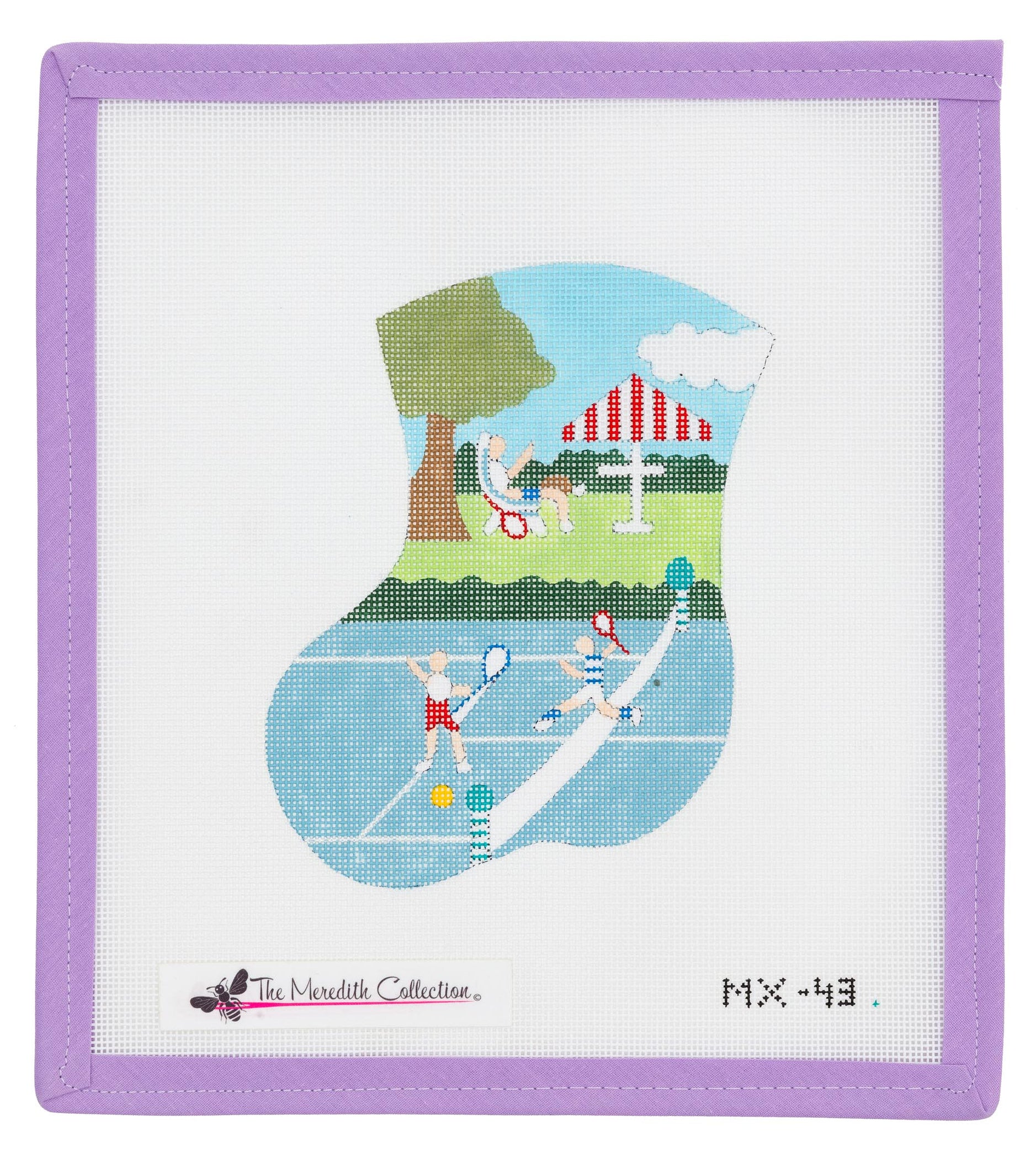 Tennis Scene Mini Stocking Needlepoint Canvas from Lycette Designs