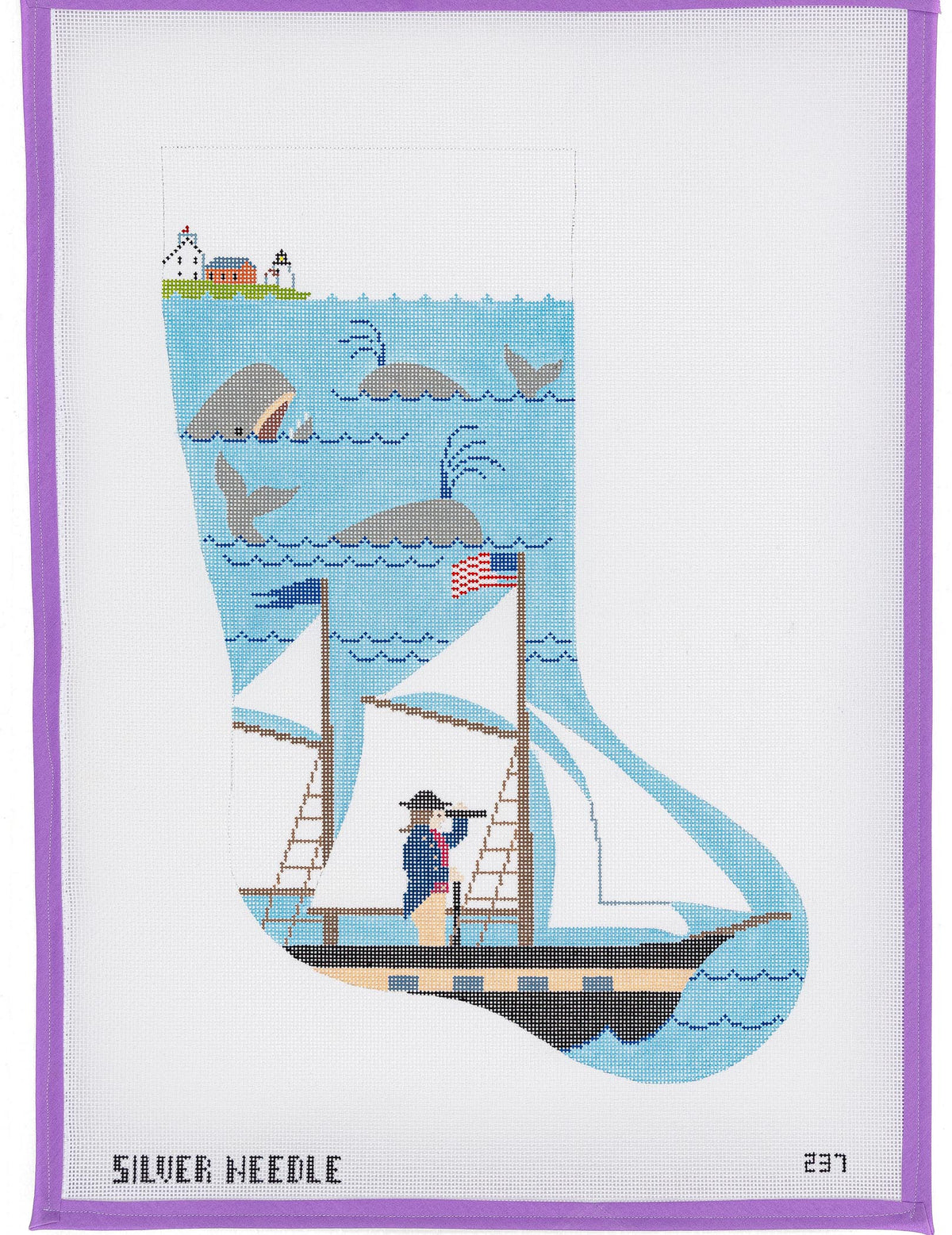Nantucket Stocking Needlepoint Canvas from Lycette Designs. Needlepoint