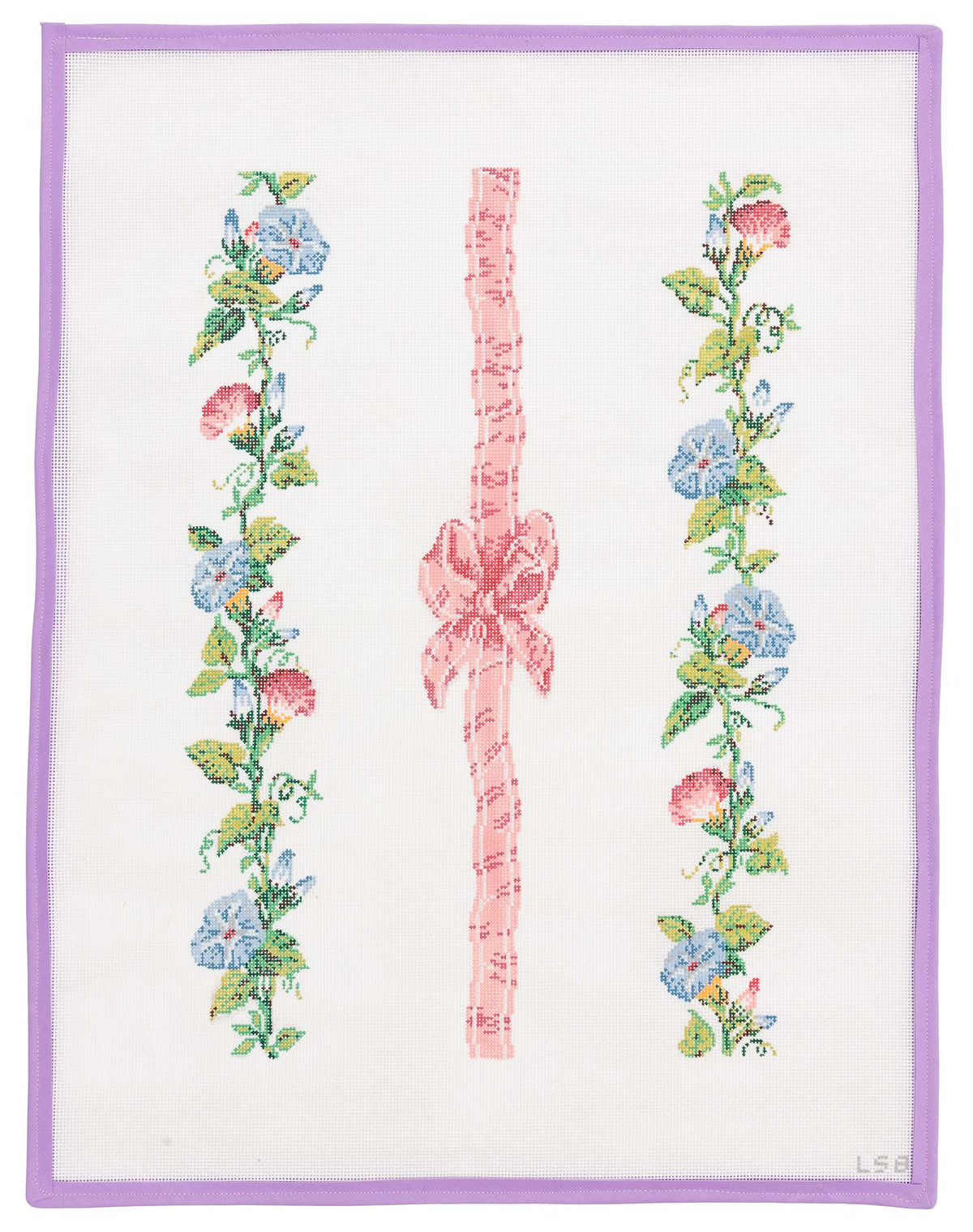 Bow & Morning Glory Luggage Straps Needlepoint Canvas from Lycette