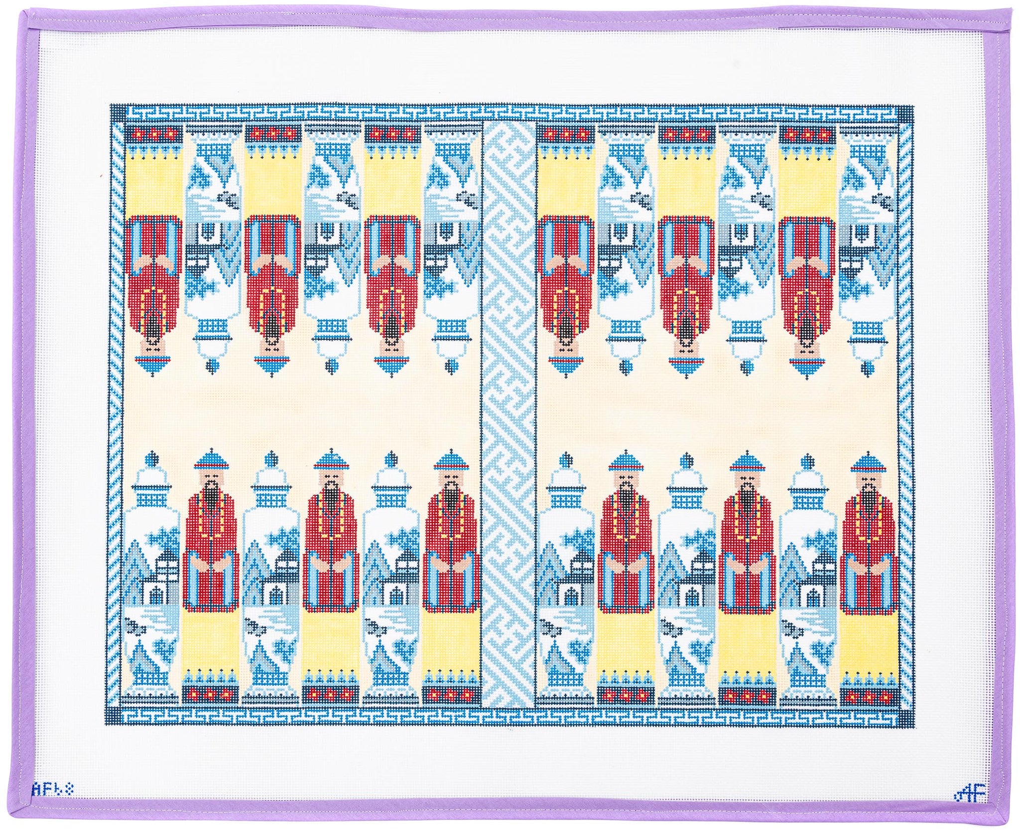 Chinoiserie Backgammon Board Needlepoint Canvas from Lycette Designs