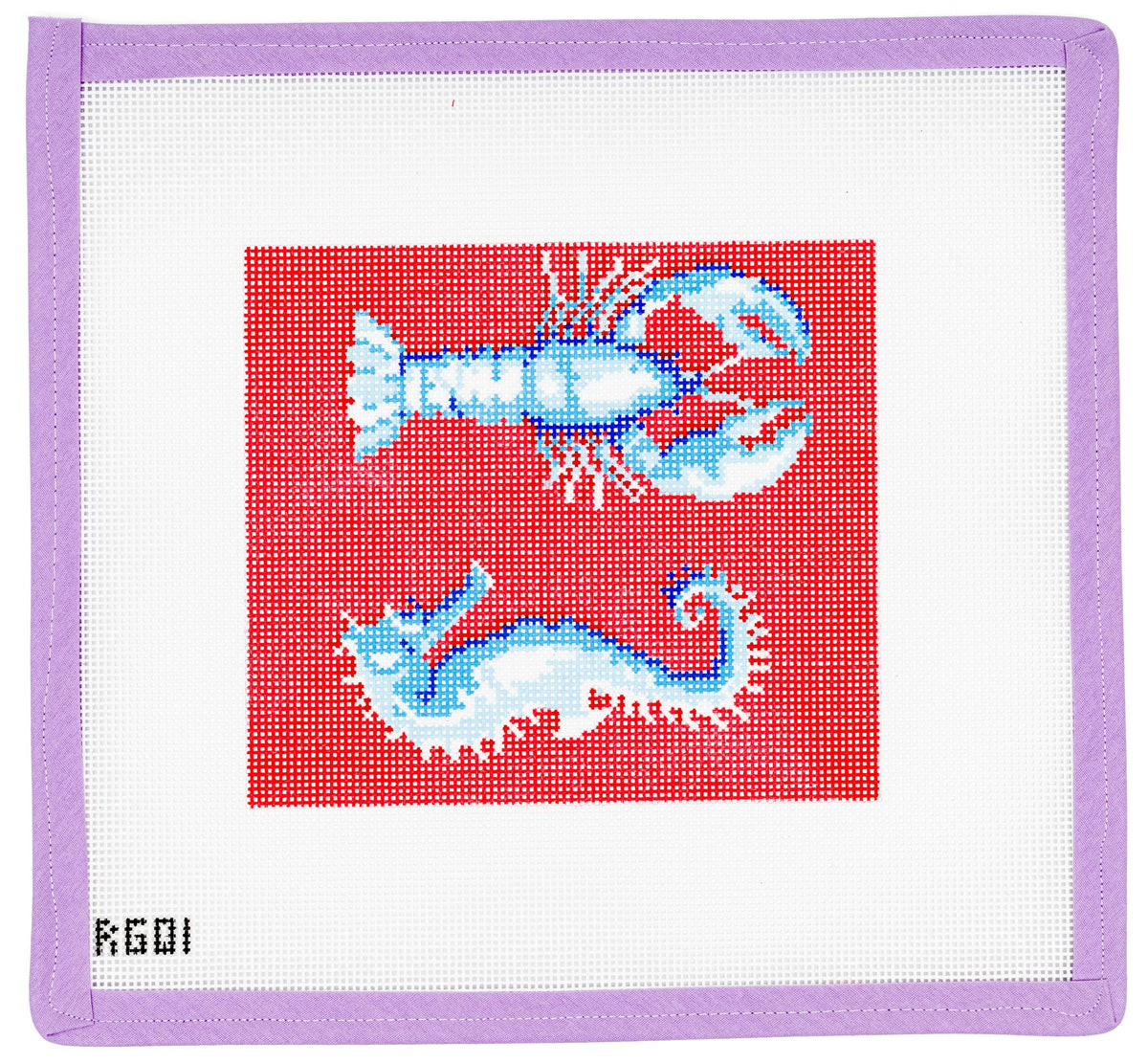 Seahorse & Lobster Sunglass Case Needlepoint Canvas from Lycette