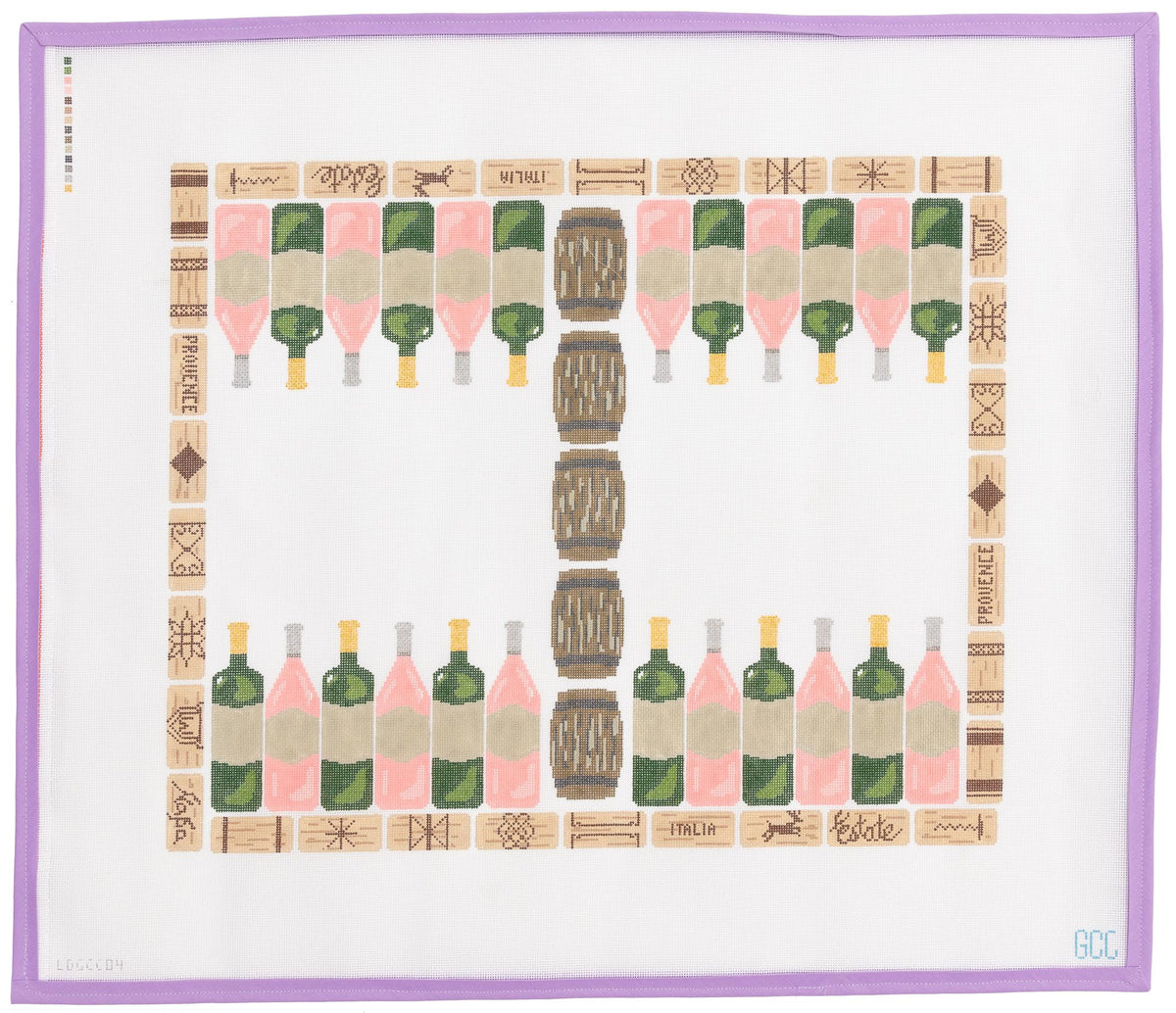 Rosé Bottle Backgammon Board Needlepoint Canvas from Lycette Designs