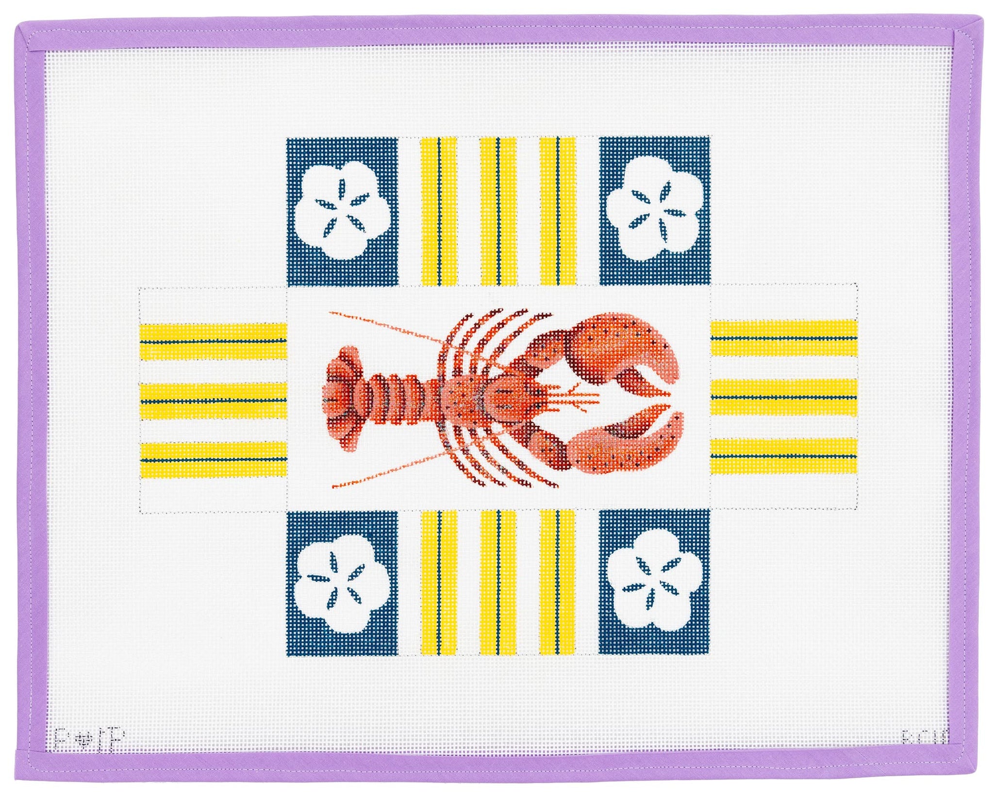 Lobster & Sand Dollar Brick Needlepoint Canvas from Lycette Designs