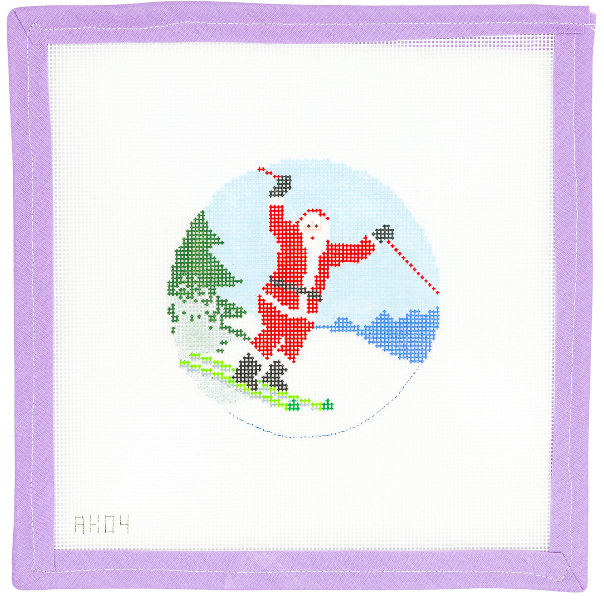 Skiing Santa Needlepoint Canvas from Lycette Designs. Needlepoint ...