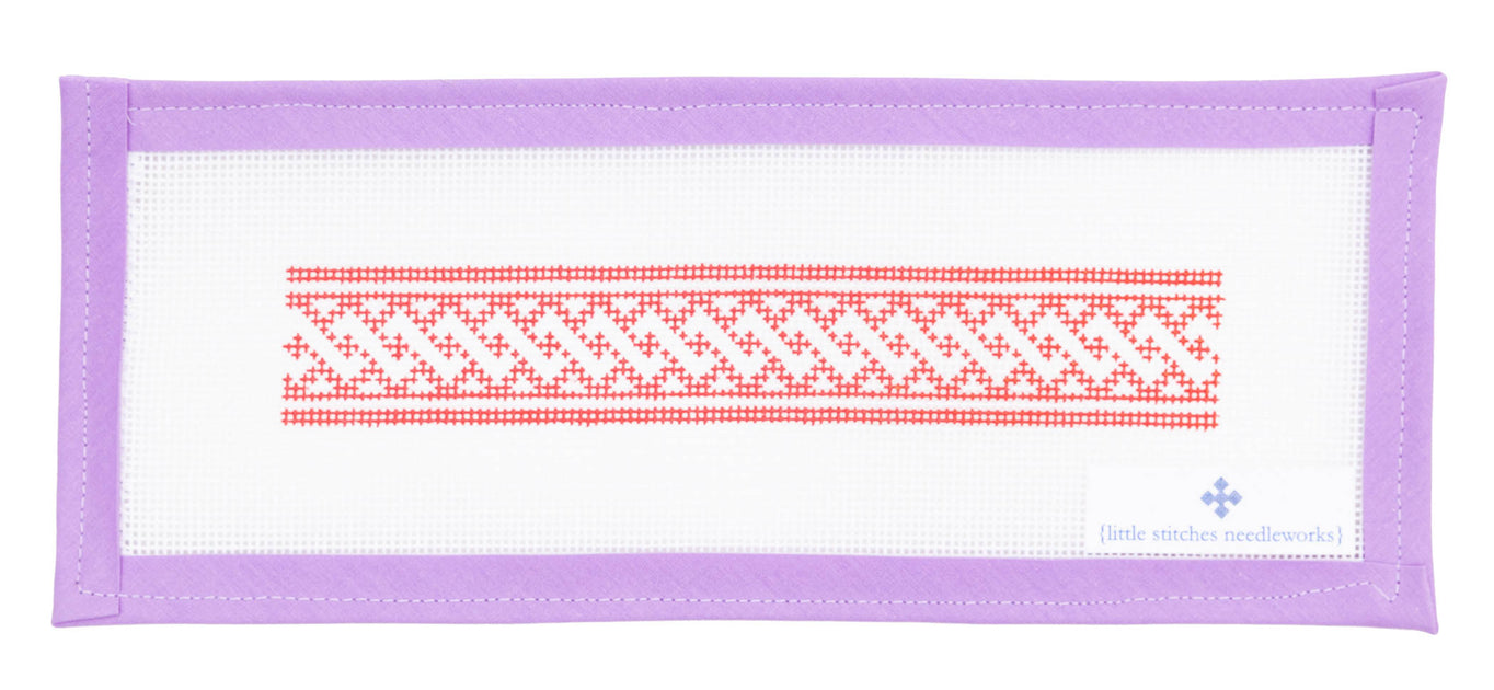 Red Intertwined Keychain Needlepoint Canvas from Lycette Designs