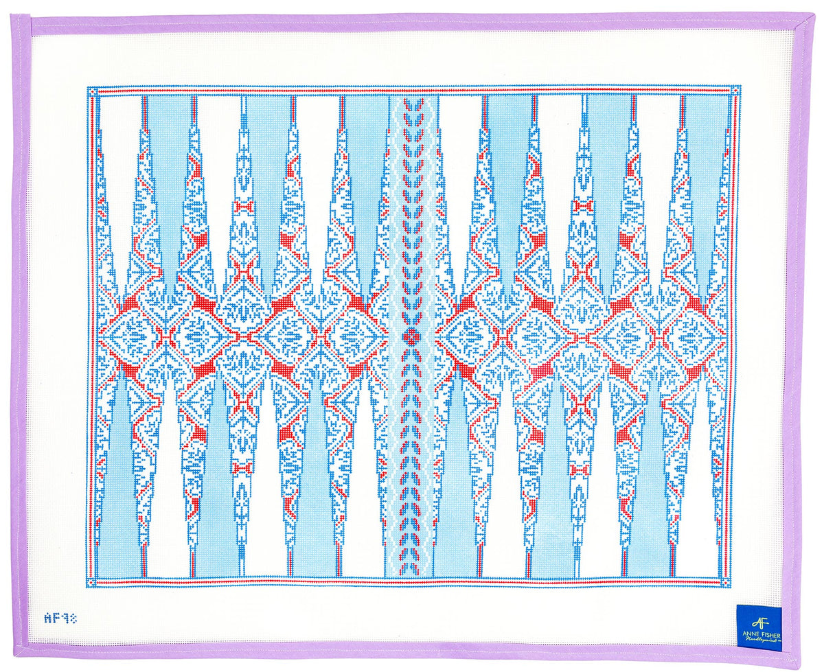 Red Medallion Backgammon Board Needlepoint Canvas from Lycette Designs