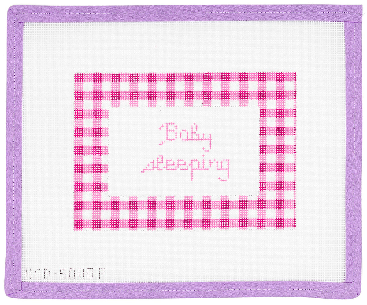Baby Sleeping Pink Gingham Needlepoint Canvas from Lycette Designs