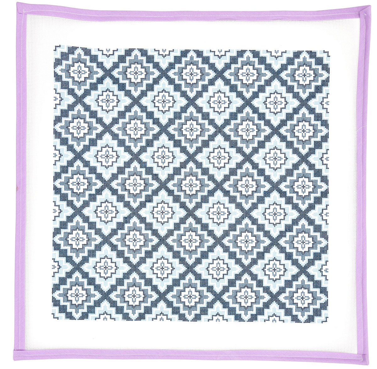 Blue Geometric Needlepoint Canvas from Lycette Designs. Needlepoint canvases, fibers, and finishing.