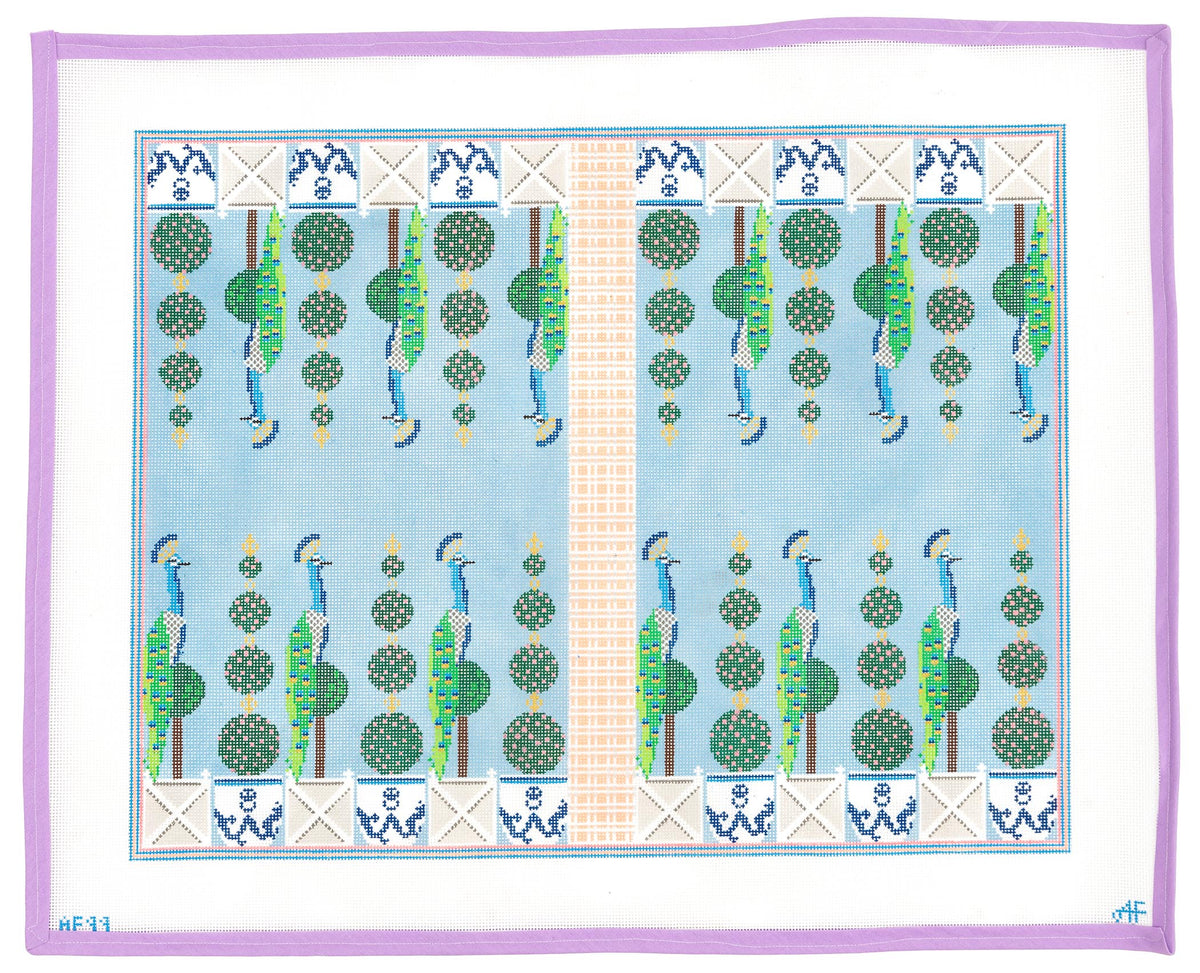 Peacock Backgammon Board Needlepoint Canvas from Lycette Designs