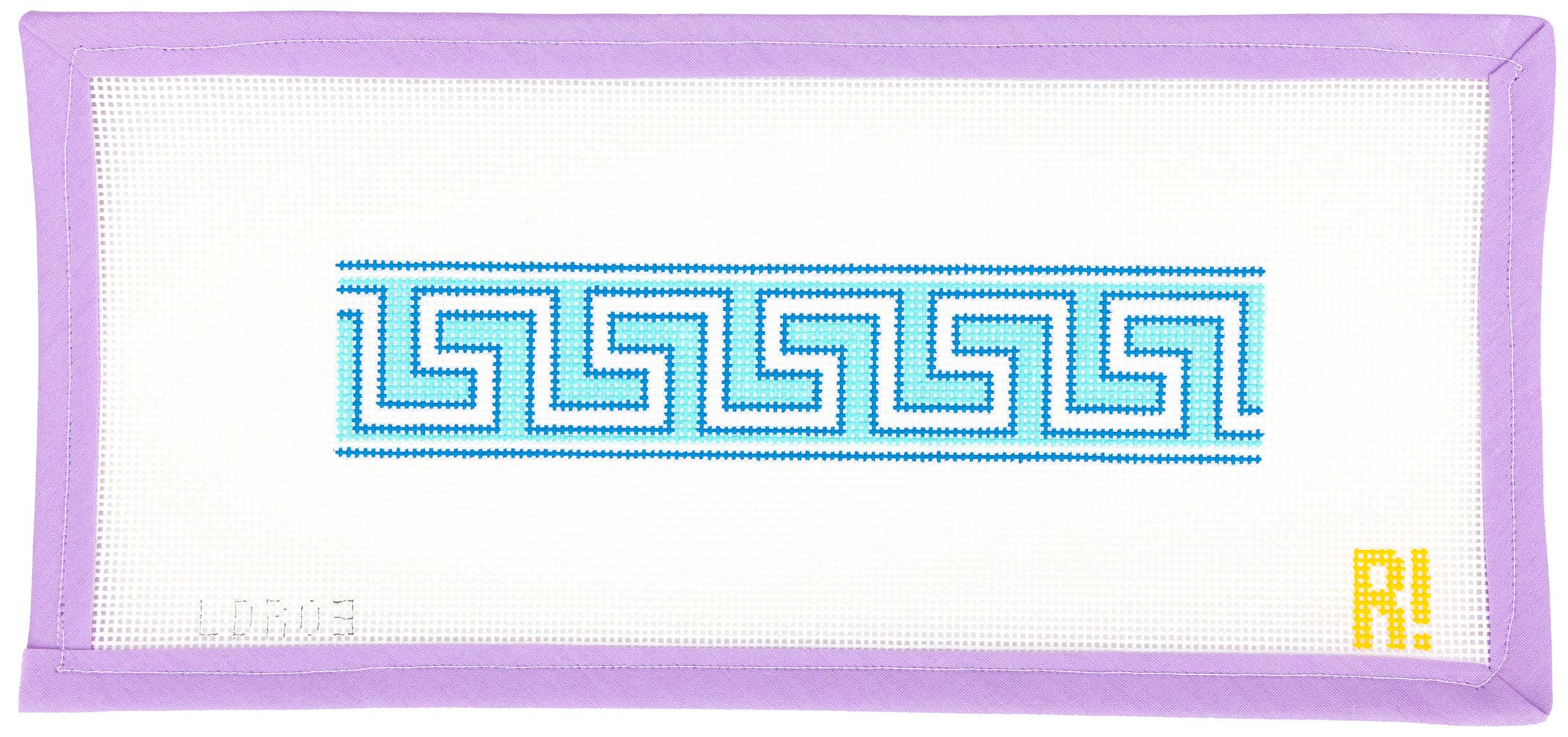 Aqua Greek Key Keychain Needlepoint Canvas from Lycette Designs