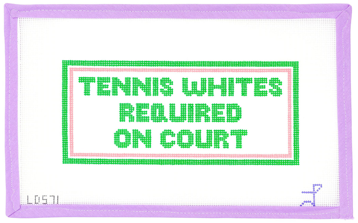 Tennis Whites Required On Court Needlepoint Canvas from Lycette Designs